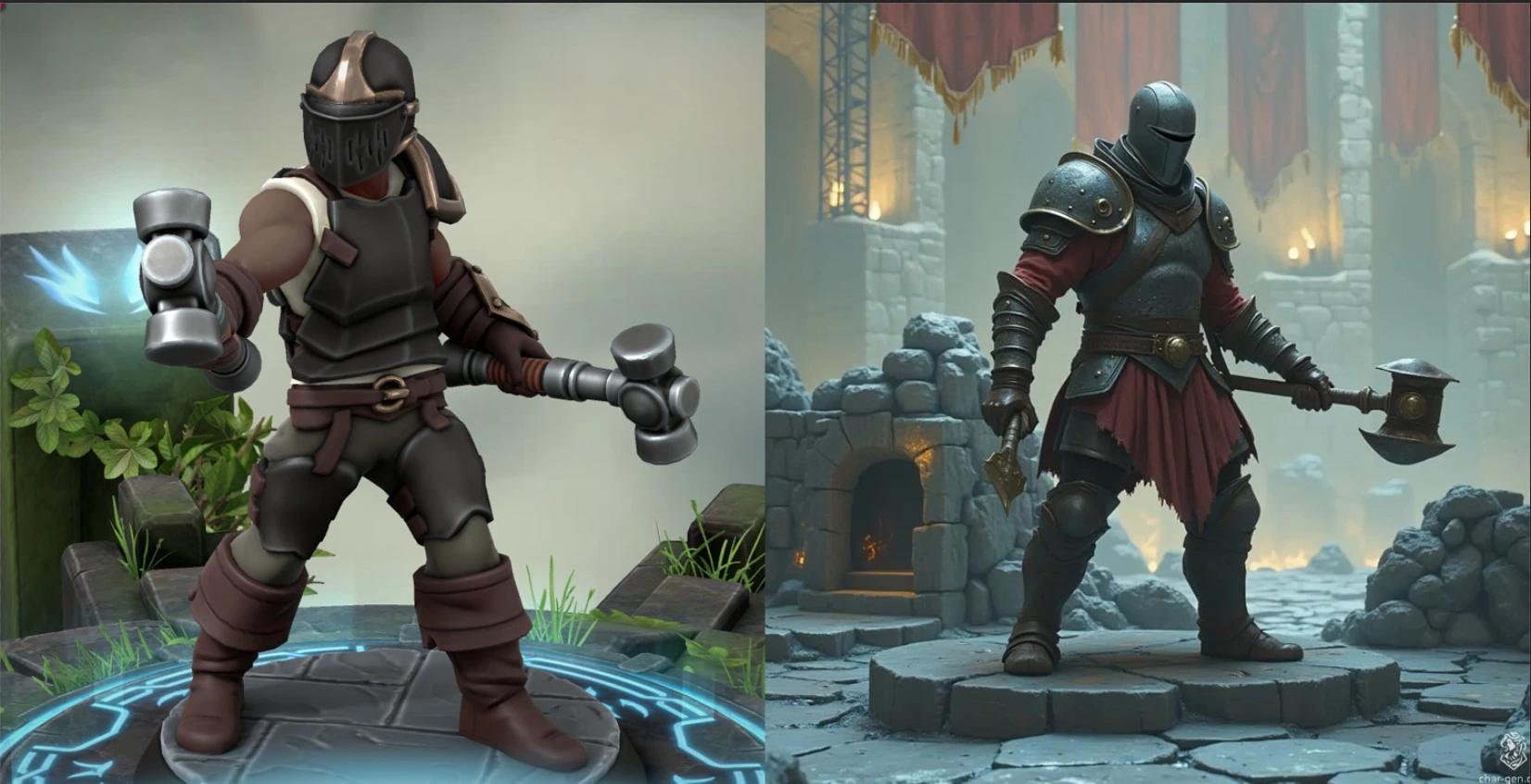 Example of HeroForge to AI art: A HeroForge screenshot transformed into a detailed character illustration