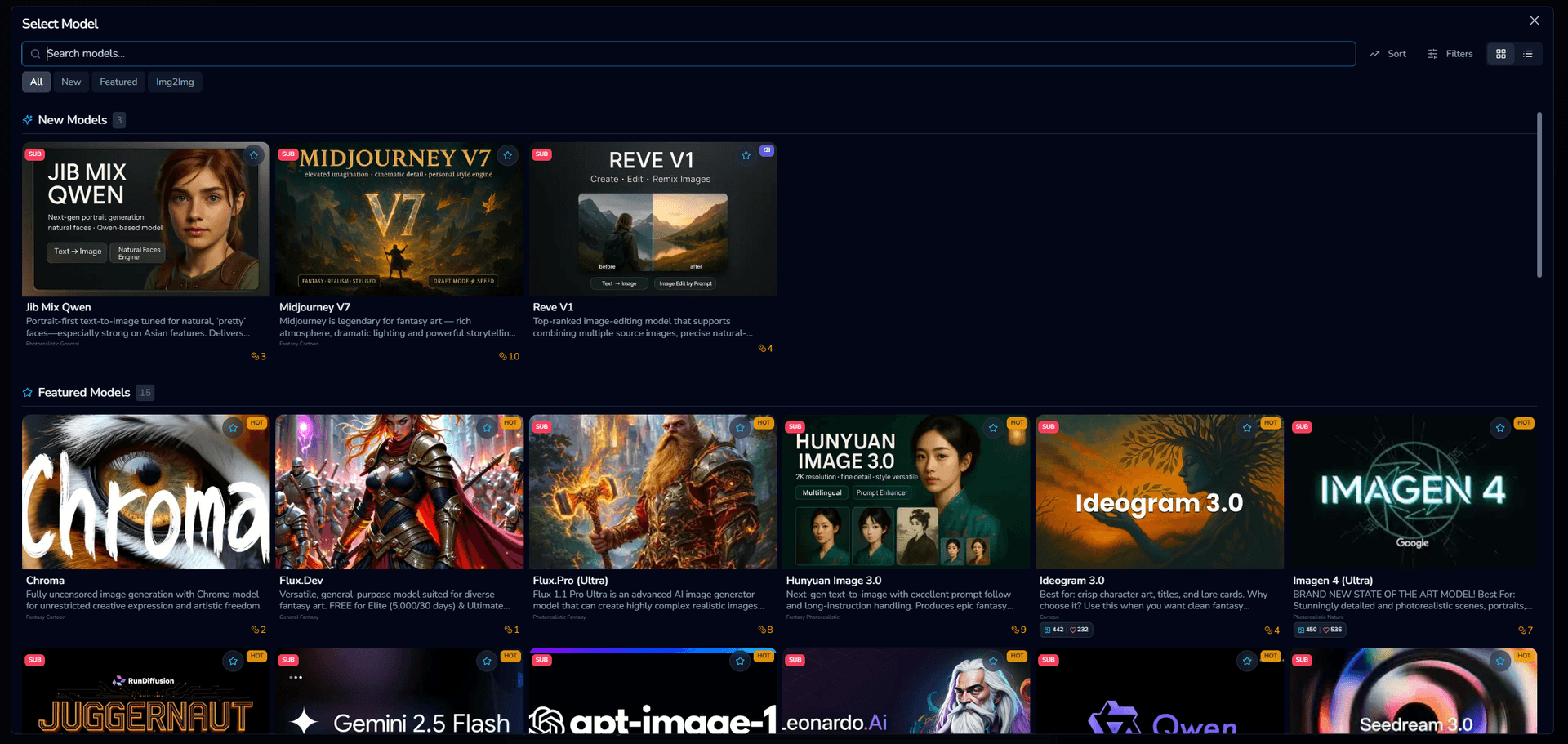 CharGen's interface showing multiple AI model options