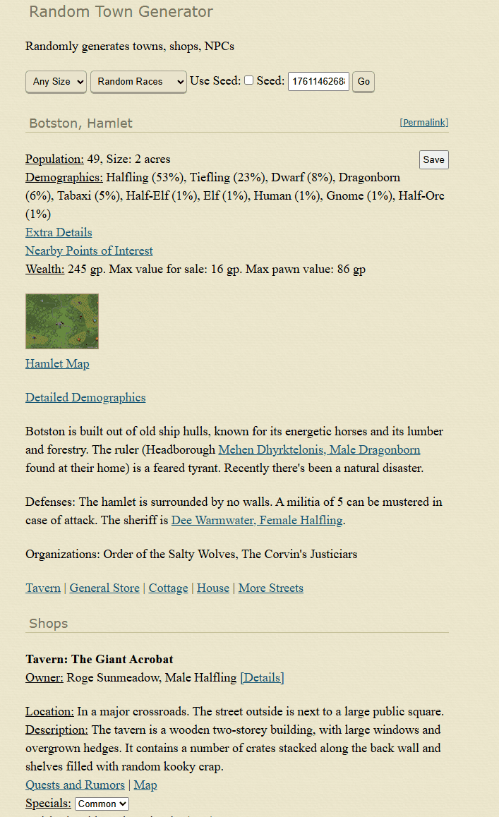 Kassoon's town-building interface showing shops integrated with taverns and other settlement features