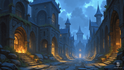 In Westcrown, overcast skies cast a moody pallor over regal, gothic architecture, where cracked walls and weathered statues tell tales of forgotten grandeur. Shadows stretch through narrow alleys, creating an atmosphere rich with intrigue and echoes of a mystical past, inviting exploration into its enigmatic depths.