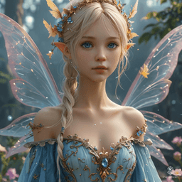 Cheneret is a 19-year-old, tan-skinned female sorcerer with angelic blood, standing at 4 feet and weighing 35 pounds. She has blue eyes, blond hair, translucent wings, and an aura of magic. Nimble and hardy, she wields a dagger and wears enchanted garments adorned with arcane sigils.