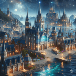 Nestled on the shimmering brink of the Astral Sea, the town exudes a surreal blend of twilight hues and celestial reflections. Ethereal waves kiss its shores, while otherworldly mists weave through ancient, starlit streets.