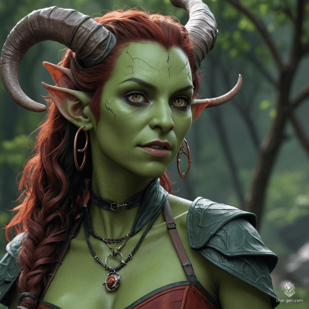 Lilith Valmoira, a wise 327-year-old female Tiefling Druid, blends earthy elements with intelligence. With devilish features like horns and a long tail, she wields a twig-adorned staff and wears detailed hides. Raised amid animosity, she sought solace in nature, only to land in Barovia's cursed valley.