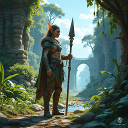 The Spiritborn druid, a nimble wood elf of medium build, wields a glaive with unwavering strength. Adorned in intricately detailed hides, they summon the earth's power alongside loyal animal companions, embodying harmony and wisdom in their lush, natural realm.