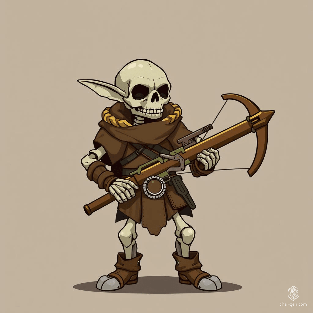Simon, a skeletal halfling investigator, is a clever and curious seeker of truths. Clad in leather armor, he wields a hand crossbow with precision. His unorthodox appearance belies a sharp intellect, making him a formidable presence in any mystery he unravels.