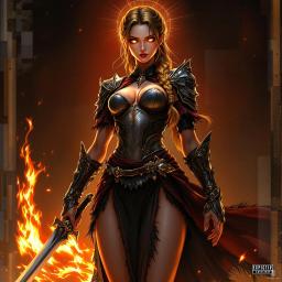 Zafirah is a radiant aasimar cleric-warrior, clad in intricate half-plate armor and wielding a scimitar with unwavering confidence. Her honey-hued skin and sapphire eyes glow softly, reflecting her celestial heritage. Nimble and wise, she moves with serene grace, embodying both divine strength and fierce resolve.