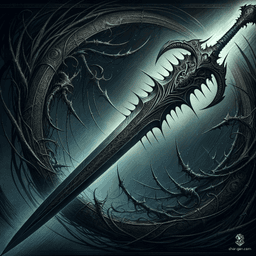 The Sword of 1000 Needles is a longsword of intricate dark mysticism. When wielded, it painfully injects the user with a thousand micro-needles, bestowing a surge of dark power. The blade is adorned with cryptic runes and whispers malevolent secrets, shrouding its bearer in an eerie, arcane aura.