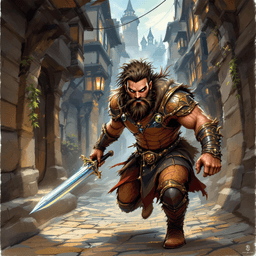 Korin Mayfaire, a nimble 30-year-old rogue sorcerer, blends stealth and magic effortlessly. With hazelnut eyes and curly brown hair, he dons intricately detailed leather armor in earthy tones. Armed with a rapier and a profound respect for life, he protects his community from dark forces, seeking knowledge at every turn.