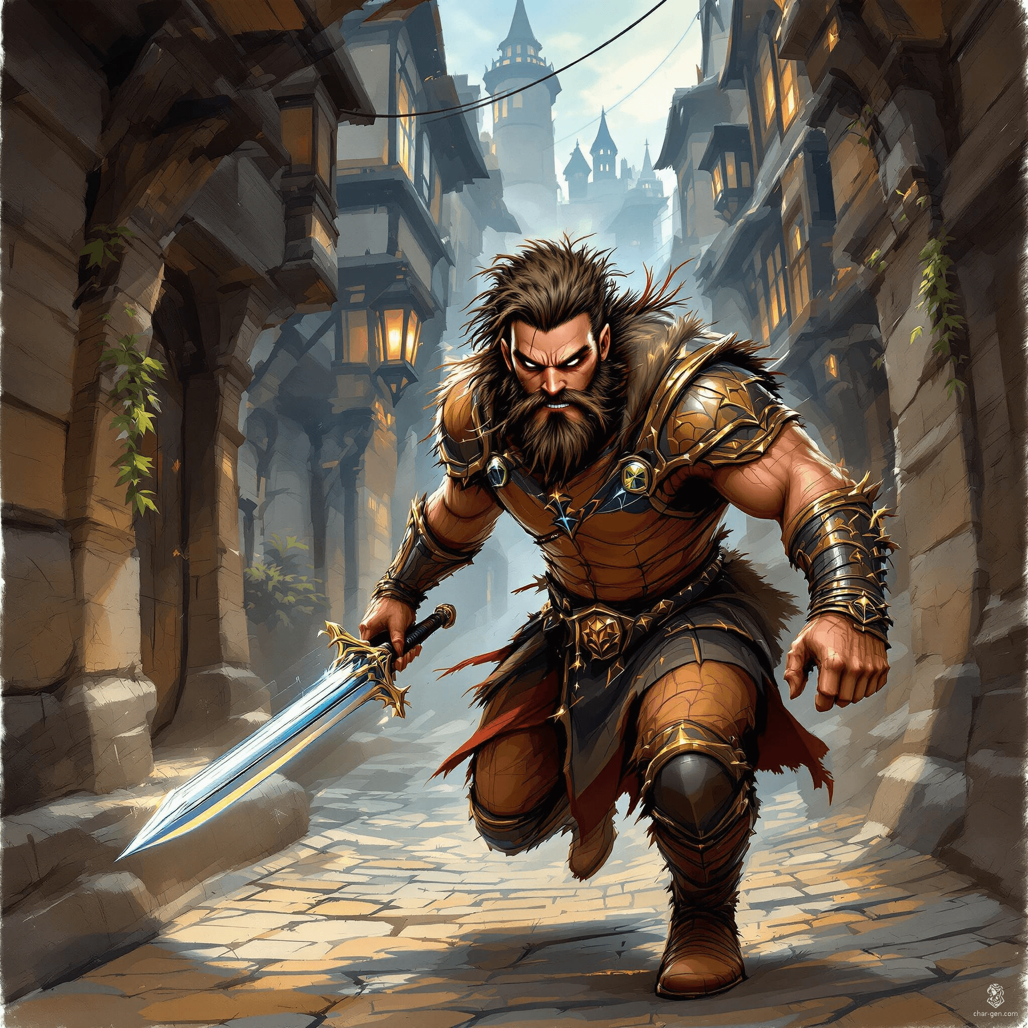 Korin Mayfaire, a nimble 30-year-old rogue sorcerer, blends stealth and magic effortlessly. With hazelnut eyes and curly brown hair, he dons intricately detailed leather armor in earthy tones. Armed with a rapier and a profound respect for life, he protects his community from dark forces, seeking knowledge at every turn.