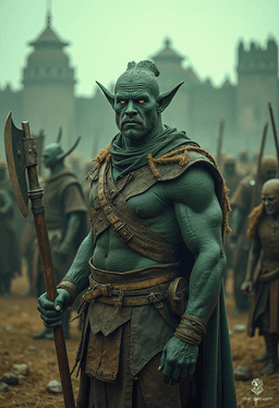 Suomi, a 50-year-old yuan-ti barbarian druid, stands 6 feet tall with striking green/teal skin and fierce yellow eyes. With a powerful greataxe and animal companions, he fights for the oppressed and seeks acknowledgment amidst discrimination, fueled by a desire for acceptance and vengeance.