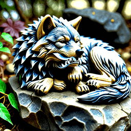 The Stone Wolf is a mesmerizing figurine crafted from ancient stone, capturing the essence of a serene wolf in slumber. Said to protect dreamers, it absorbs nightmares and transforms them into peaceful visions, ensuring restful nights and inspiring courage for those who seek its tranquil presence.
