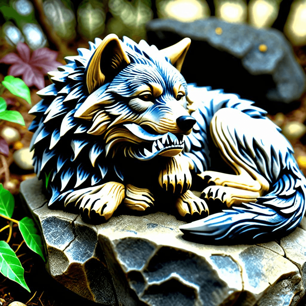 The Stone Wolf is a mesmerizing figurine crafted from ancient stone, capturing the essence of a serene wolf in slumber. Said to protect dreamers, it absorbs nightmares and transforms them into peaceful visions, ensuring restful nights and inspiring courage for those who seek its tranquil presence.