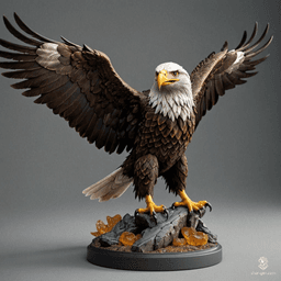 The Amber Eagle, a masterfully carved figurine, glows with a warm, golden hue, capturing the essence of a soaring eagle. Legends say that when held aloft under the moonlight, it grants the bearer visions of distant skies and uncharted paths, igniting the spirit of adventure.