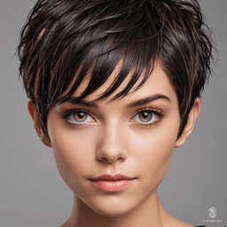 Una guerrera de 30 años, con cabello oscuro en un corte pixie y grandes ojos de un tono claro. Viste una armadura de cuero marrón y empuña una espada corta con determinación. Su fiel perro blanco la acompaña, siempre alerta ante cualquier peligro.