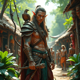 A nimble, 25-year-old Wood Elf druid, Spiritborn embodies the jungle's essence. Mastering powerful summoning, he commands spirit guardians like an eagle and jaguar. With a glaive in hand and adorned in intricate hides, he moves with agility, striking fiercely while deeply connected to nature’s wisdom.