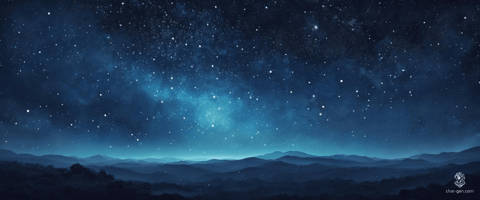 Under an endless canvas of velvety midnight, ethereal stars streak across the open sky, leaving trails of shimmering silver. Each celestial arc illuminates the expansive, otherworldly landscape, casting a magical glow that dances on the horizon.