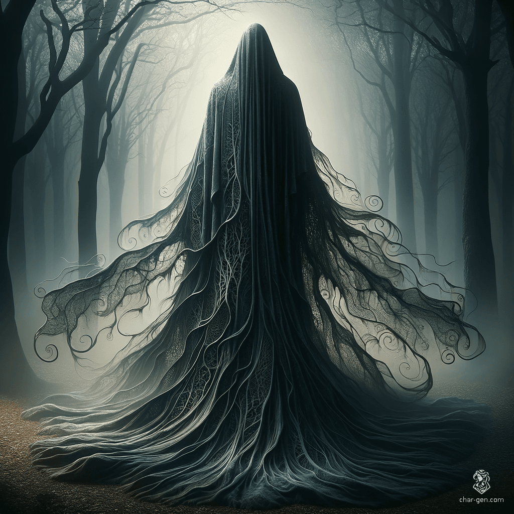 The Shadow Cloak shrouds the wearer in tendrils of darkness, allowing them to slip unseen through the world. Its ethereal fabric shields eyes from light, transforming the wearer into a wraith-like figure, with shadows cascading from them like a living veil. Perfect for stealthy endeavors or evading unwanted attention.