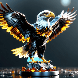 The Amber Eagle is a mesmerizing figurine, crafted from pure amber and intricately shaped to depict an eagle in mid-flight. It radiates a warm, golden glow, imbuing any space with an air of strength and protection. Legends say it grants the bearer clarity of vision, both in mind and spirit, allowing them to soar above challenges and see the truth hidden in shadows.