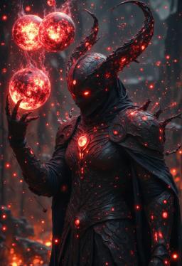 In a realm of shadows, the entity stands cloaked in ethereal darkness, its piercing gaze illuminated by a haunting light. With intricate patterns etched into its skin, it embodies a blend of grace and menace, commanding both fear and fascination in the heart of every beholder.