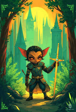 Bittles is a nimble goblin rogue, with a sly grin and a glint of mischief in their bright, green eyes. Their intricately detailed leather armor hugs their small frame, while a slender, green-gemmed dagger gleams in their strong grip, ready for any challenge.