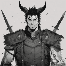 Oberon is a rugged, battle-hardened warrior with short black hair and stubble. He dons a leather vest that reveals scars and burns across his chest, testament to countless battles against demons and men alike. Fierce and relentless, he embodies the life of a relentless killer.