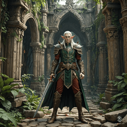 HenryKartoffelsalat's warlock, a charming High Elf Sage with arcane sigils, radiates a magical aura. Wielding a dagger confidently, they don intricately detailed leather armor. Medium build and strong grip, their presence is both enchanting and formidable.