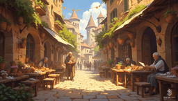 In Westcrown’s central square, golden sunlight bathes weathered cobblestones, casting enchanting shadows. Artisans' creations shimmer amidst hanging flower pots, rich with color. Whispered laughter mingles with a gentle breeze, as the warmth of community breathes life into the city's timeless, faded elegance.