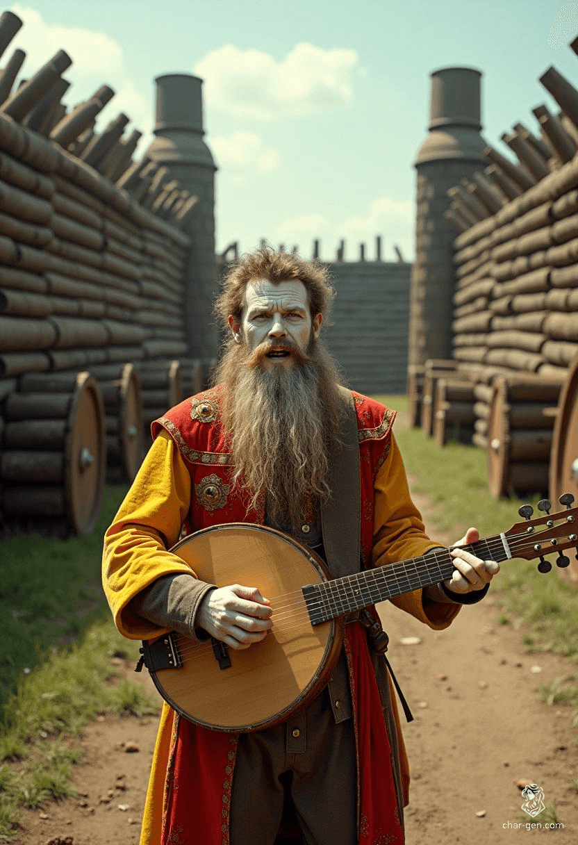 Scanlan Shorthalt, a 70-year-old gnome bard, stands at just 2'6" tall with warm chocolate-brown hair and striking brown eyes. Haunted by his mother's death, he captivates audiences with his magical music, compensating for his lackluster strengths with heartfelt performances and a thirst for genuine love.