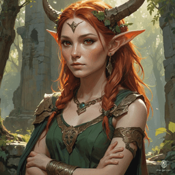 Keyleth, a 17-year-old female Half-Elf druid of the Ashari tribe, with fair skin and bold cherry-red hair, commands natural and animal magics. Raised in the Air tribe and extremely wise but lacking other attributes, she embarks on the Aramente to prove her worthiness as a future headmaster.