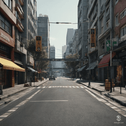 In this hyperrealistic fantasy landscape, a dimly-lit, cobblestone street exudes an eerie atmosphere. Shadows twist around ancient stone buildings, while flickering lanterns cast ghostly glows, hinting at hidden dangers in every darkened alley. The air is thick with foreboding, as if the street itself is alive with secrets.