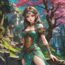 Elysia, the Moonlit Guardian, is an ethereal elf with silver hair cascading like starlight. Her keen emerald eyes reflect ancient wisdom, while her agile form glides silently through the enchanted forests. Wielding a bow crafted from the whispering trees, she protects her realm from dark forces.
