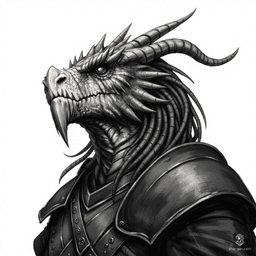 Zyren, the black and white dragonborn, commands the tempest of shadows and light. With shimmering scales that flicker like dusk and dawn, this formidable warrior harnesses elemental powers. A guardian of balance, Zyren wields a staff crackling with energy, seeking to protect realms from encroaching darkness.