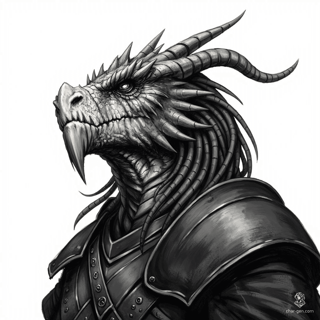 Zyren, the black and white dragonborn, commands the tempest of shadows and light. With shimmering scales that flicker like dusk and dawn, this formidable warrior harnesses elemental powers. A guardian of balance, Zyren wields a staff crackling with energy, seeking to protect realms from encroaching darkness.