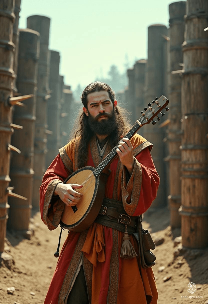 Scanlan Shorthalt, a 70-year-old gnome bard, stands at just 2'6" tall with warm chocolate-brown hair and striking brown eyes. Haunted by his mother's death, he captivates audiences with his magical music, compensating for his lackluster strengths with heartfelt performances and a thirst for genuine love.