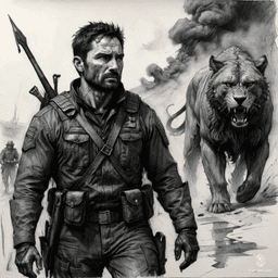 A vigilant, grey-skinned Ranger with a keen eye and pixie-cut hair, patrols the gates and streets in chainmail uniform. Amidst a group of soldiers donning worn metal armor, red armbands, and rank insignias, they stand out with their fluid gender expression, ensuring the safety of the city.