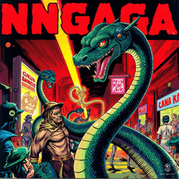 The Naga is a majestic, serpent-like creature with a humanoid torso and a hooded cobra head, adorned with shimmering jewels. With graceful coils poised to strike, its hypnotic gaze captivates foes, striking fear akin to a basilisk from the depths of fantasy.