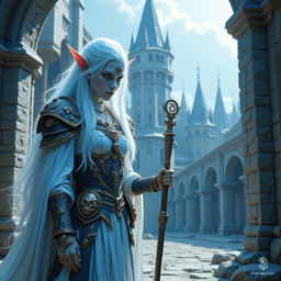 Vollaron Raethran, an 81-year-old High Elf wizard, commands respect with his arcane sigils and enchanted garments. Despite his noble stature, he harbors a belief in his superiority, wielding a quarterstaff with both strength and wisdom, embodying a complex mix of duty and hidden arrogance.