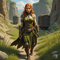 Izzy is a youthful but seasoned halfling assassin, embodying a blend of charm and menace. With athletic build, pale skin marked by shimmering green scales, and snake-like yellow-green eyes, she exudes both beauty and danger. Clad in fitted leather armor and armed with vials of poison, Izzy thrives in the shadows, ready for the hunt.