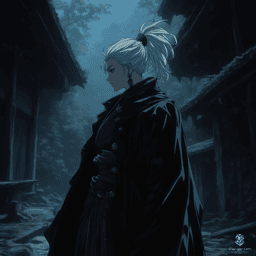 In a shadowy medieval dojo, a formidable white tigerborn monk stands poised. Shirtless, with a short, elegant ponytail of white hair, he embodies the gritty essence of dark fantasy. Bathed in dramatic lighting and deep shadows, his intricate tattoos tell a story of resilience and strength in a hauntingly beautiful world.