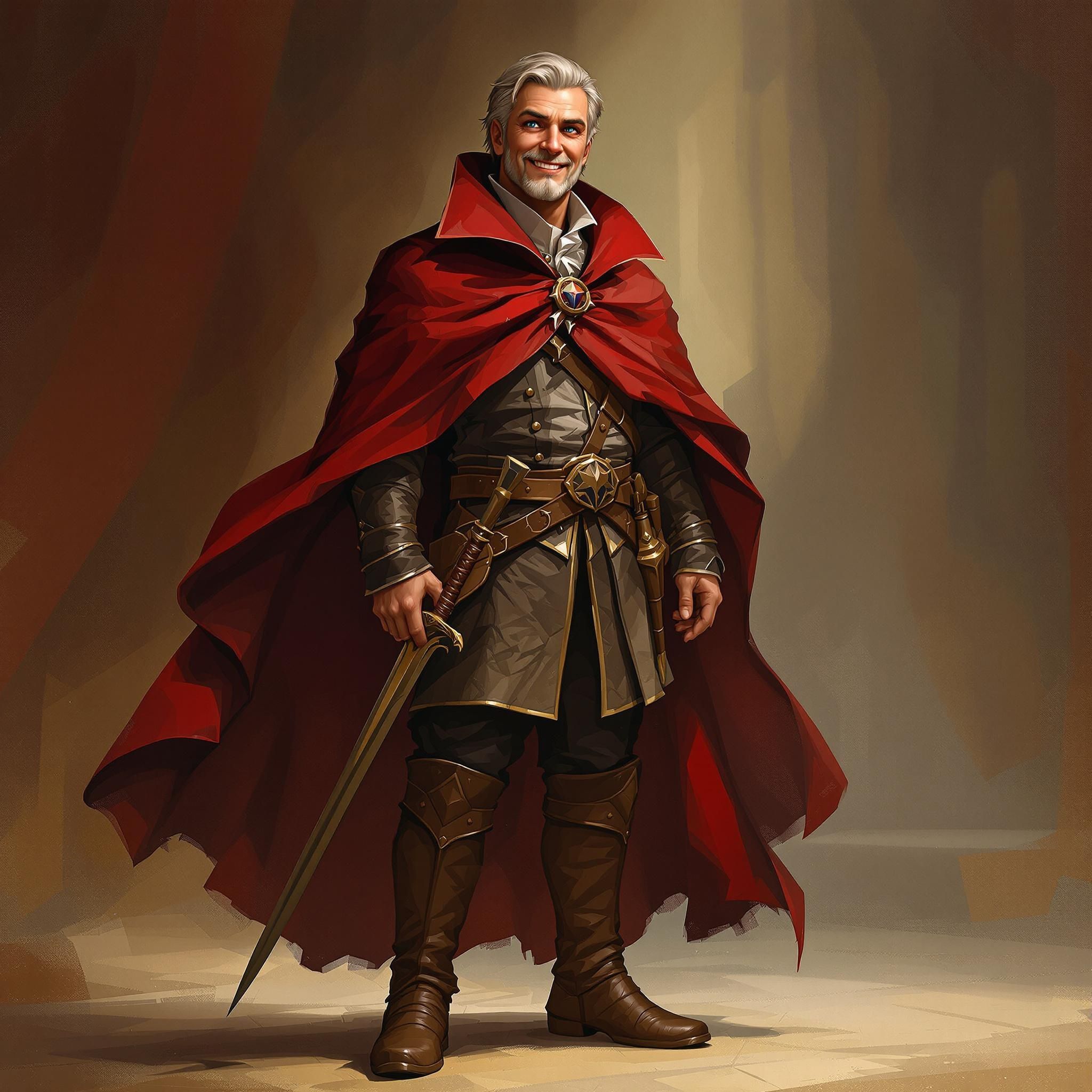 A grounded, diverse human male in his early 30s, radiating mature wisdom and resilience. His most striking feature is his odd-colored eyes—one blue, one brown—giving him an enigmatic yet approachable presence that blends effortlessly into any realm he journeys through.