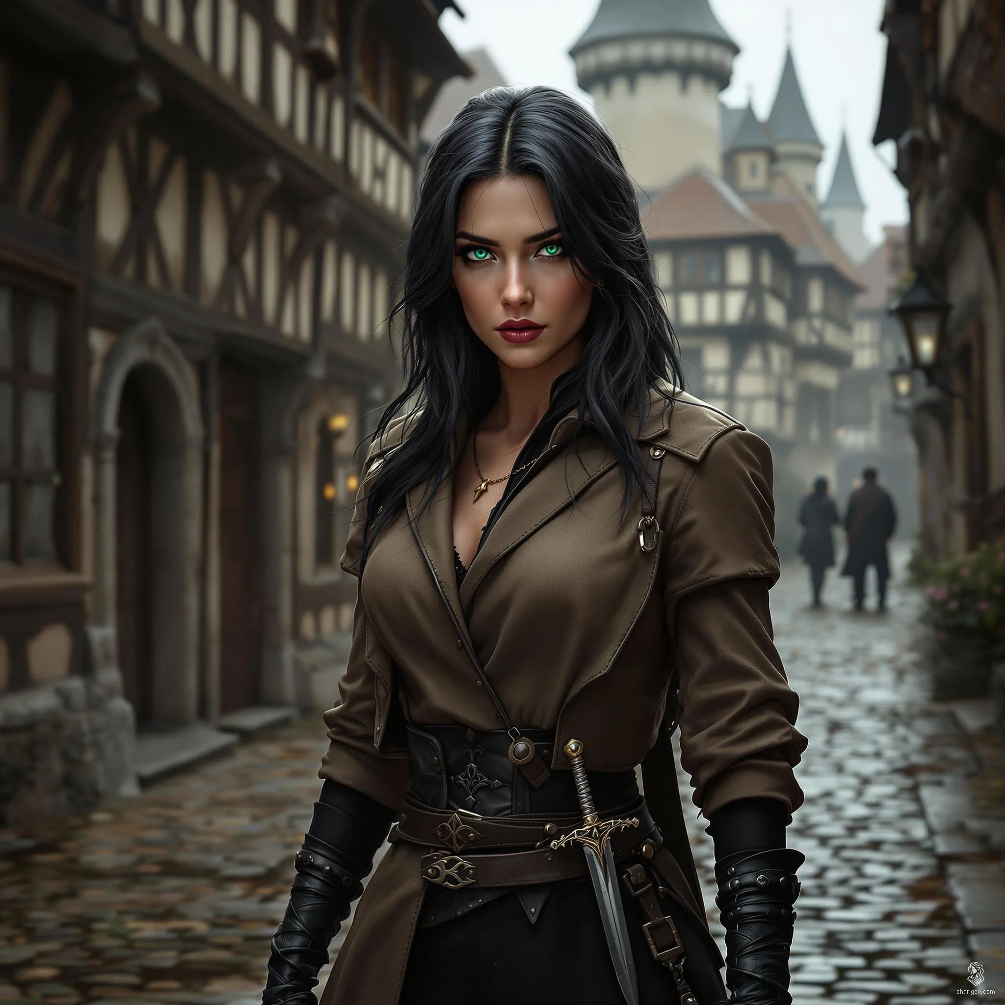 Telva Cornwrath is a captivating spy in her mid-thirties, embodying both allure and enigma. With fair skin and raven-black hair, her striking emerald eyes betray little. Clad in practical yet elegant attire, she effortlessly blends into crowds while skillfully eavesdropping and carrying secret messages, always ready for danger.