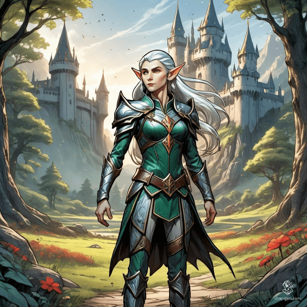 Elyndor, the Silverleaf Elf, embodies grace and wisdom. With cascading silver hair and emerald eyes, he navigates the ancient woods of Eldoria. A skilled archer and master of nature's magic, Elyndor protects his realm from encroaching darkness, always speaking in riddles and melodies of the forest.