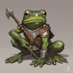 Meet Jax, the friendly Grung paladin, whose thin, vibrant green body reflects the lush jungles he protects. Though unarmored, his unwavering bravery and charisma inspire allies. With a trusty spear in hand and a heart full of compassion, he champions justice for all creatures.