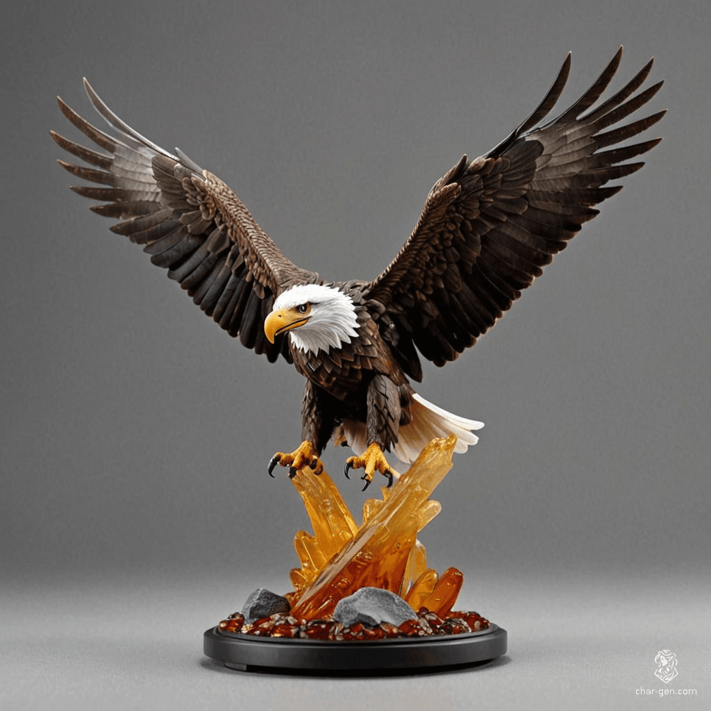 The Amber Eagle is a mesmerizing figurine, expertly carved from radiant amber, its wings poised in a majestic flight. Legend whispers that this tiny avian guardian embodies the spirit of freedom, granting its bearer heightened intuition and the ability to soar above challenges with unmatched clarity.