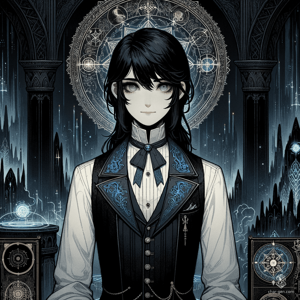 Astrid Ashpool, a genetically engineered human warlock from the noble Ashpool family, exudes charm and magical prowess. With fair skin, jet black hair, and piercing gray eyes, she maintains an elegant appearance to further AI Wintermute's interests, often seeming aloof.