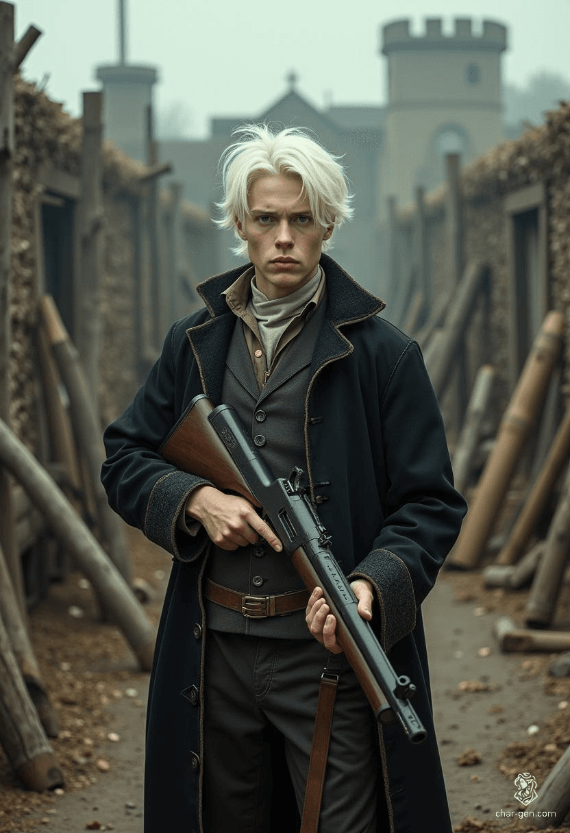 Percival Fredrickstein Von Musel Klossowski De Rolo III, an agile and intelligent young gunslinger from the noble Whitestone family, finds purpose in vengeance after escaping imprisonment. With his striking white hair and a heart full of grief, he crafts innovative weapons to reclaim his lost legacy.