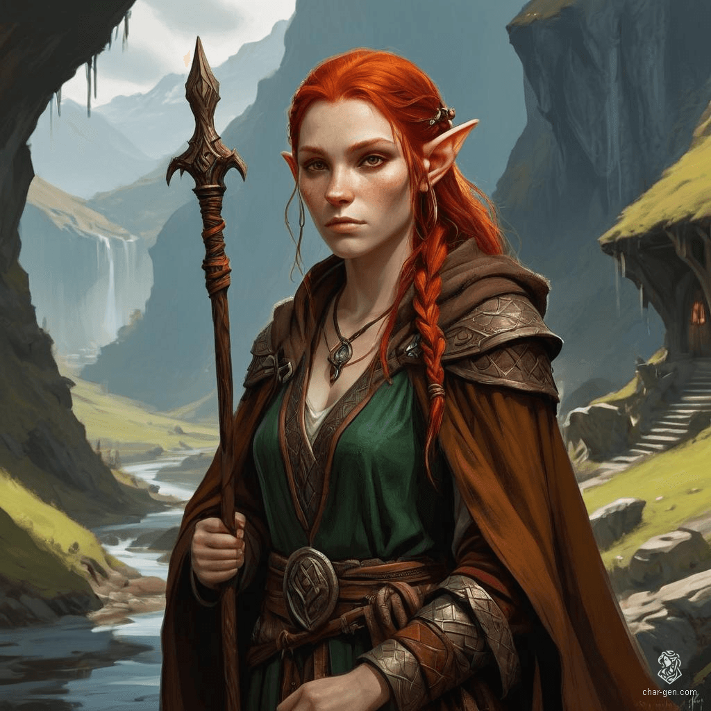 Keyleth, a 17-year-old Half-Elven druid of fair skin and cherry-red hair, hails from the Air tribe of the Ashari. Despite her lack of physical or mental prowess, her exceptional wisdom and natural affinity with animals and elements guide her Aramente journey to succeed her father as headmaster.