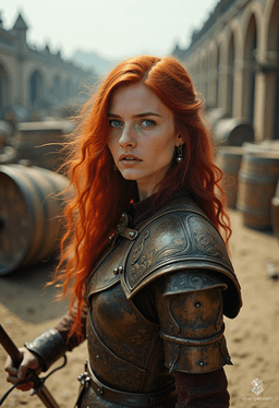 Sarah Jessica White, a charming and nimble Waterdhavian bard, wields a rapier with grace. Adorned in intricately detailed leather armor, her bold cherry-red hair and striking blue eyes captivate audiences. While she presents herself as a hero, hidden beneath her noble facade lies a scandalous secret and an insatiable desire for indulgence.