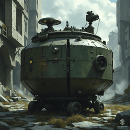 Introducing the YS-2044 mine: a cutting-edge cylindrical device designed for ultimate stealth and surveillance. Its textured dark green exterior melds seamlessly into the environment, while a retractable sensor array and advanced electronic systems provide unparalleled visual monitoring. A true marvel of military engineering, it redefines battlefield invisibility.