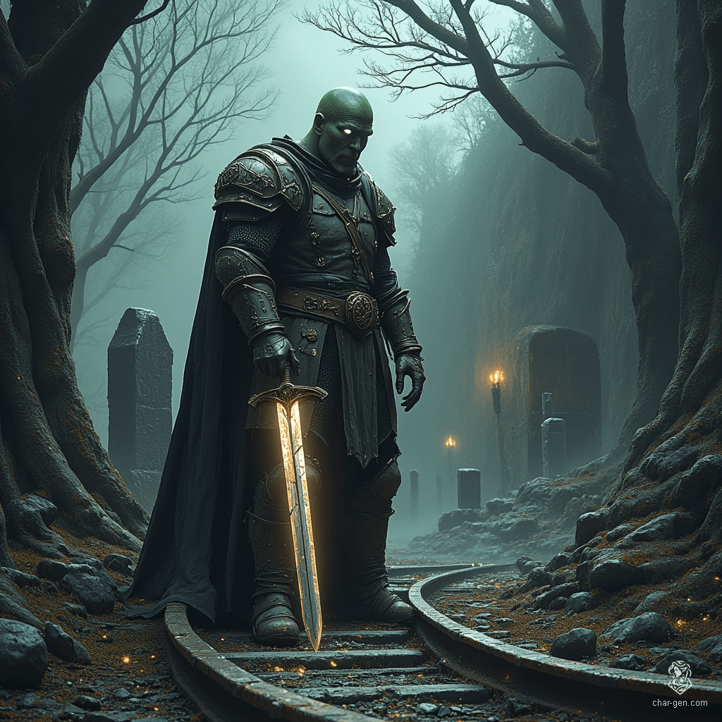 In the eerie embrace of a fog-laden graveyard, shrouded in whispers of Halloween night, stands an enigmatic guardian of the dead. Cloaked in shadows, their piercing gaze reflects ancient wisdom, while tombstones loom like forgotten secrets, setting the perfect stage for a tale of haunting adventures.